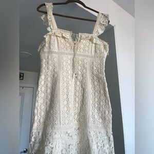 Free People Cream Lace Mini Dress